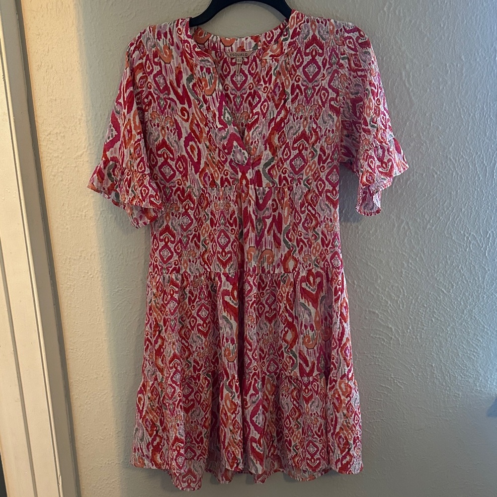 ESQUALO Red and Pink Patterned Dress